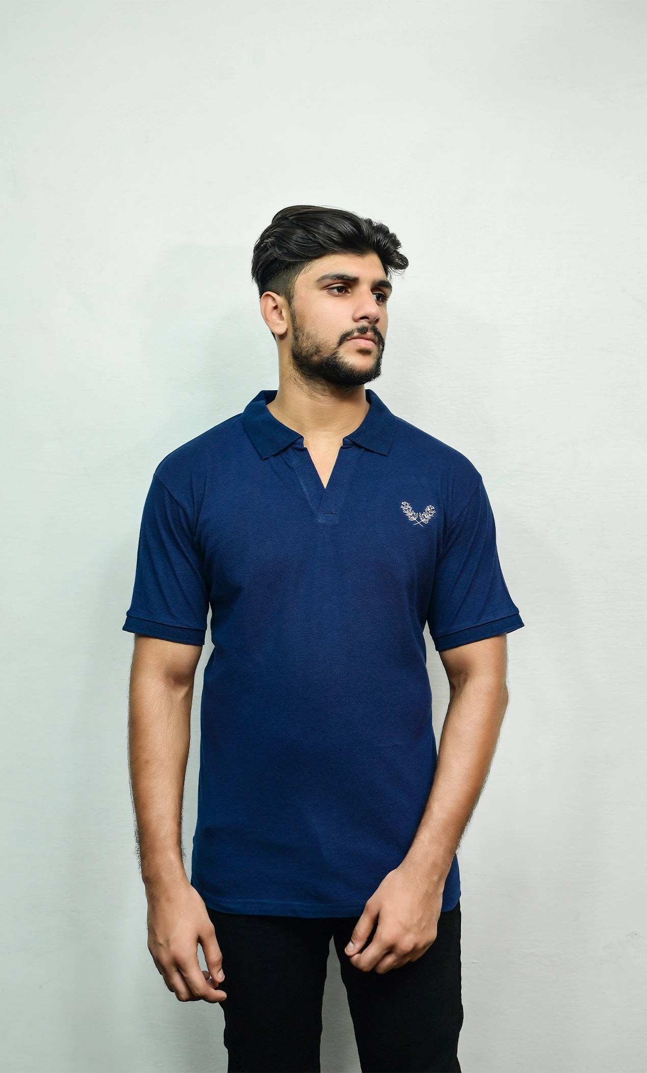 Navy Blue V Color POLO SHIRT