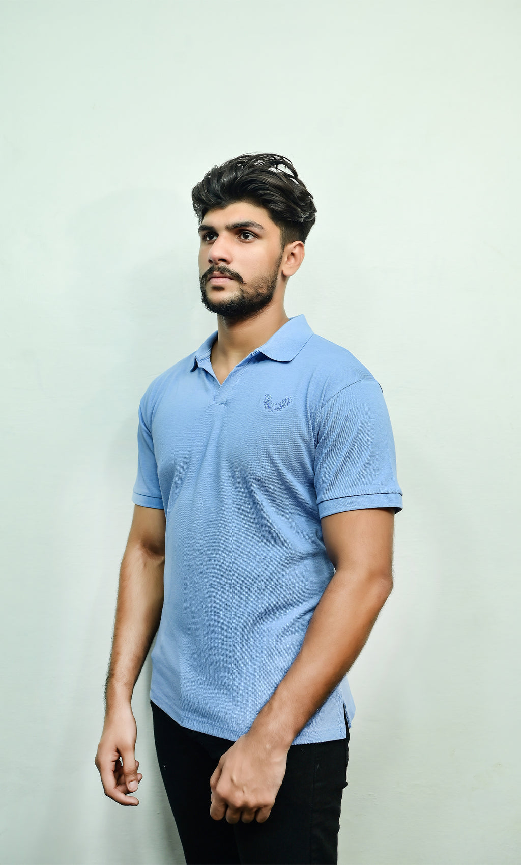 SkyBlue V Color POLO Shirt