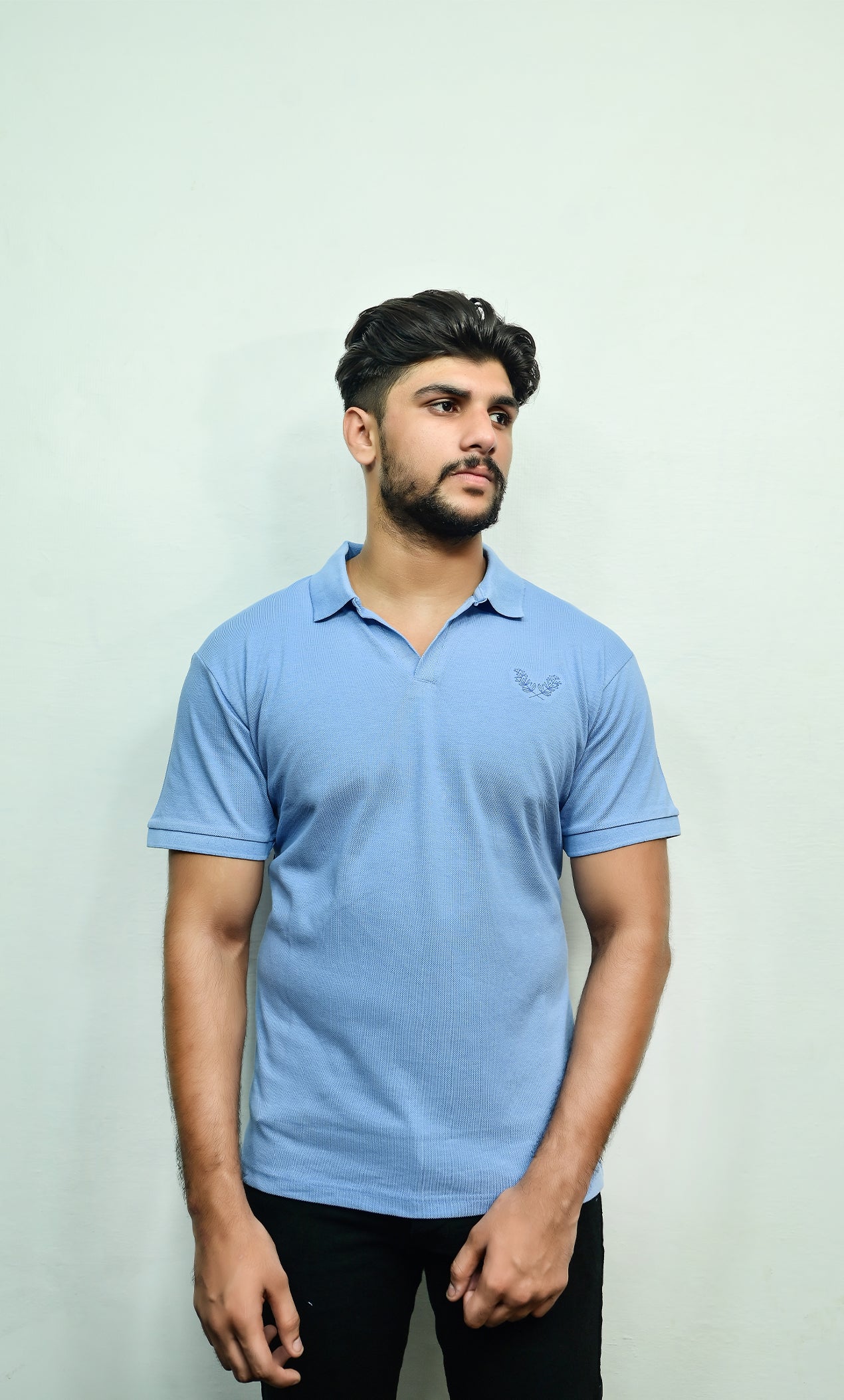 SkyBlue V Color POLO Shirt