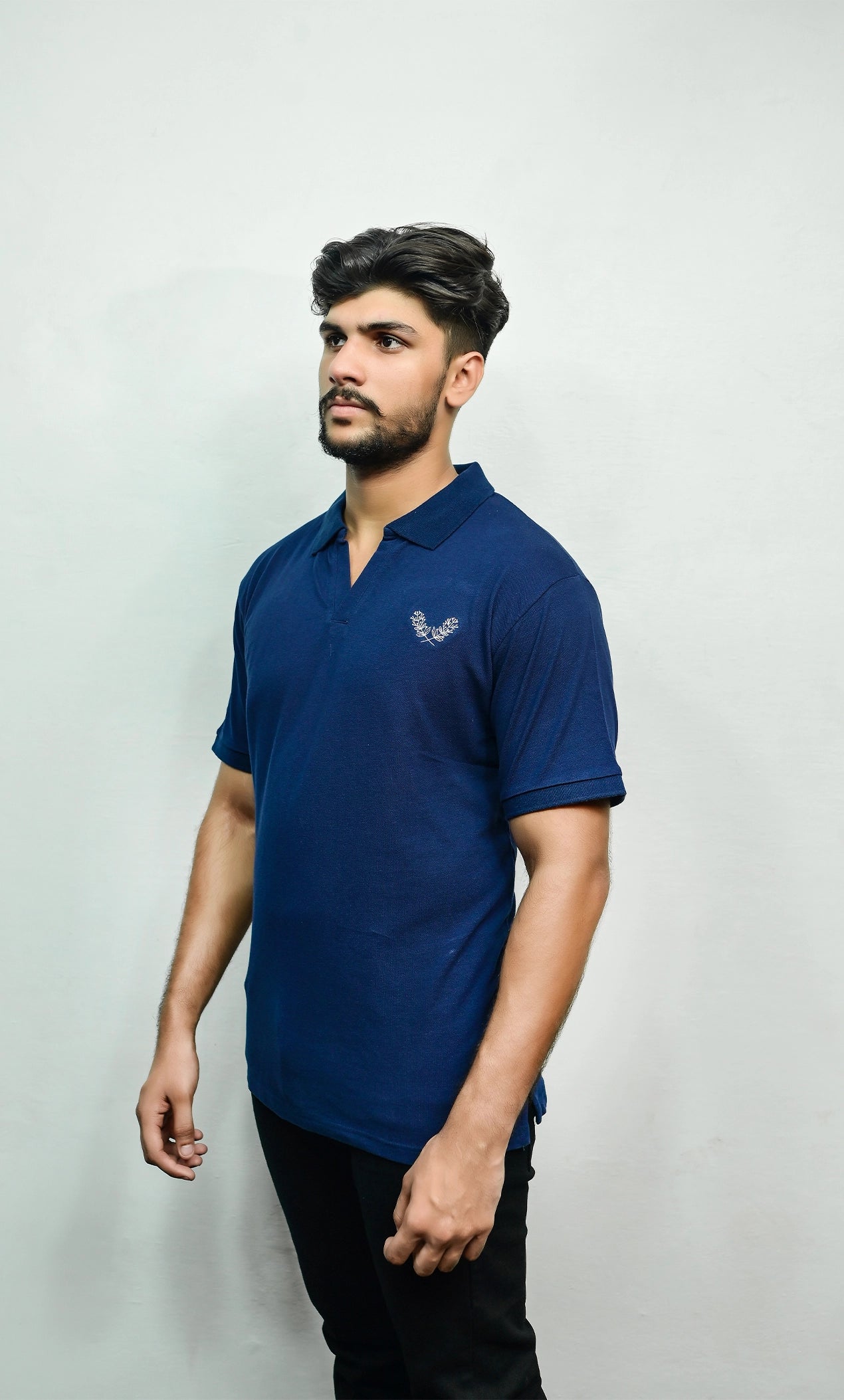 Navy Blue V Color POLO SHIRT