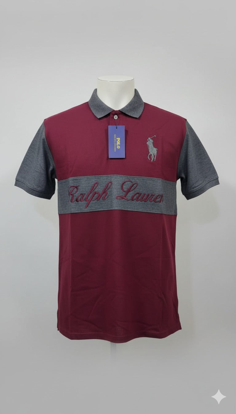 Ralp Lauren  Mahroon and Grey logo